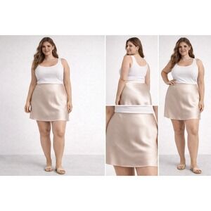 A New Day Women's Slip Skirt Cream Beige Pull‎ On Lined Size 4X NWT